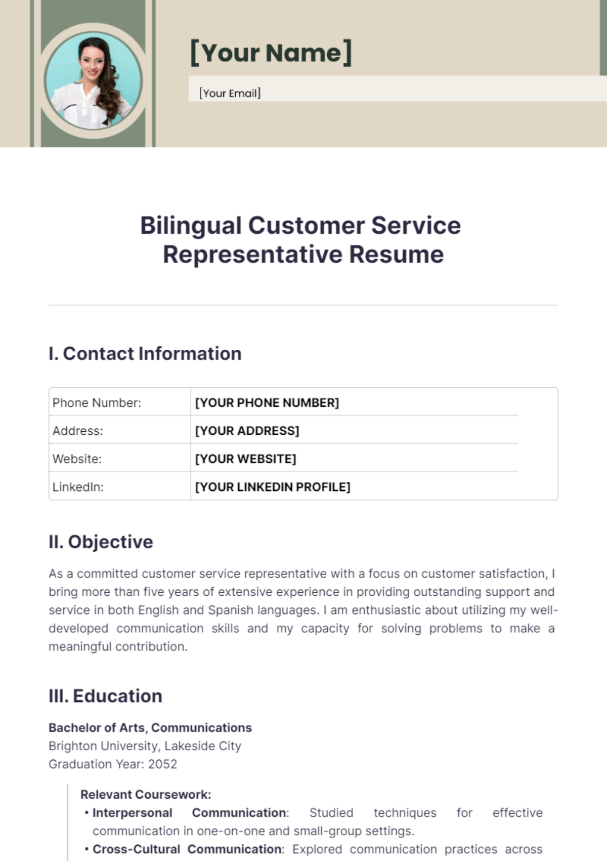 Bilingual Customer Service Representative Resume - Edit Online & Download