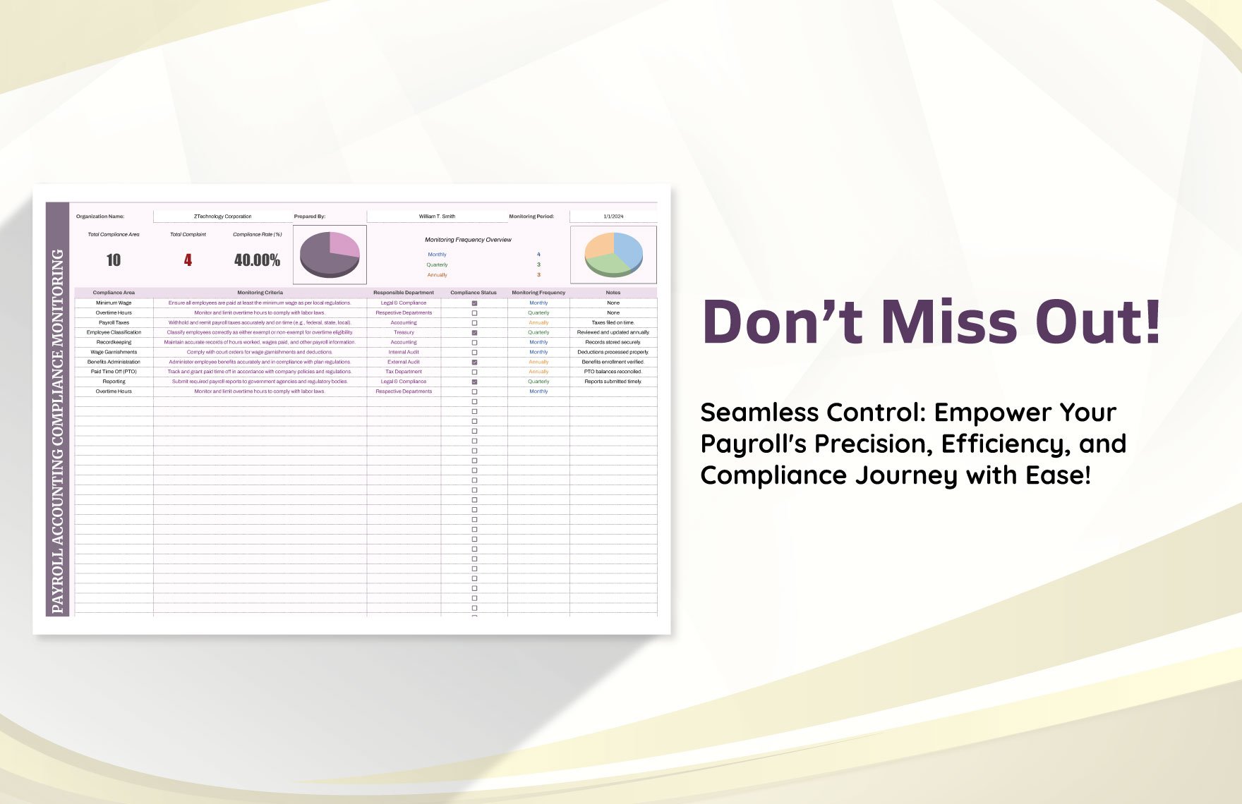 Payroll Accounting Compliance Monitoring Template