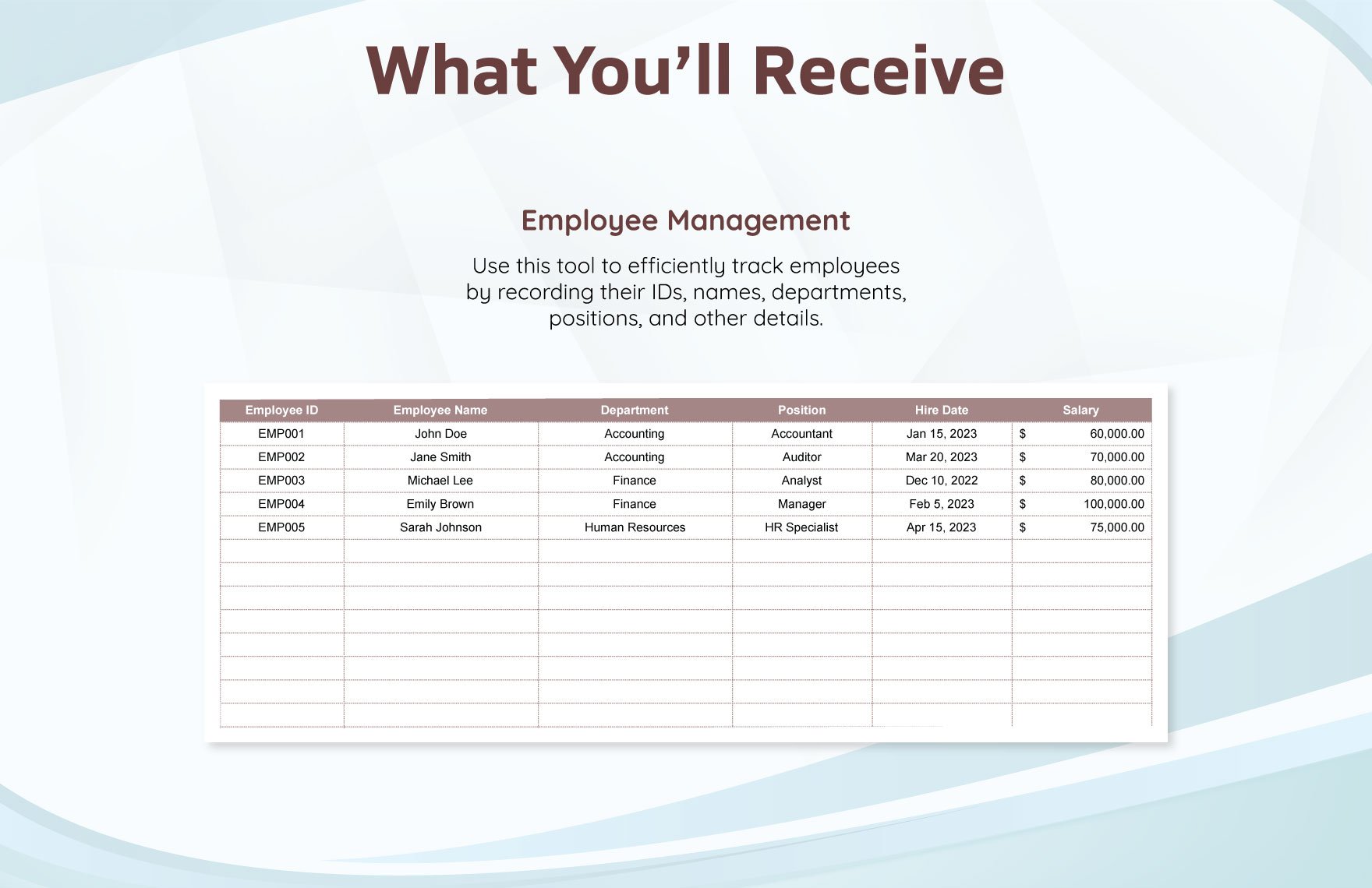 Accounting Employee Benefits Management Template