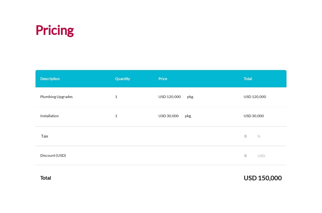 Plumbing Proposal Template
