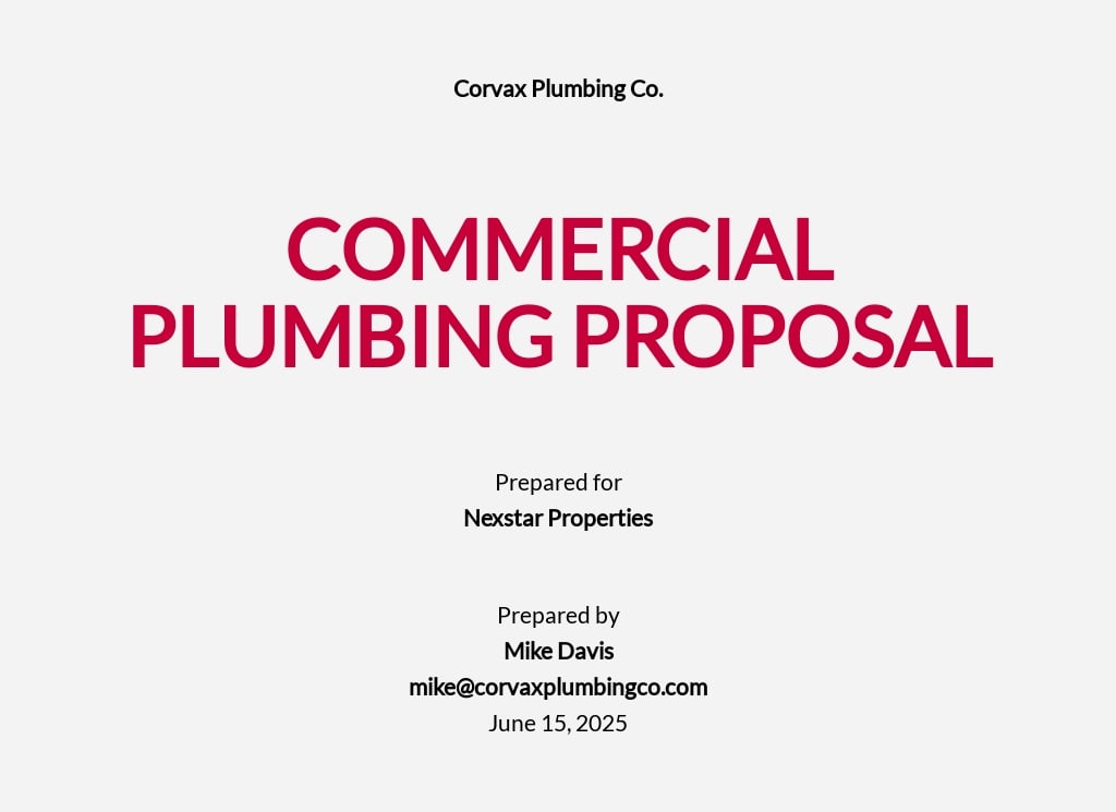 Commercial Plumbing Proposal Template in Google Docs, Word, Apple Pages