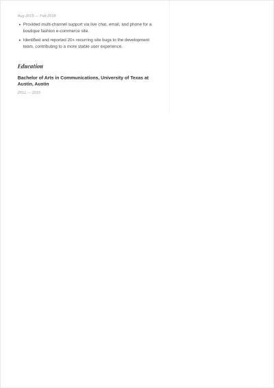 Free Remote Customer Service ATS Resume Template, AI Resume Builder