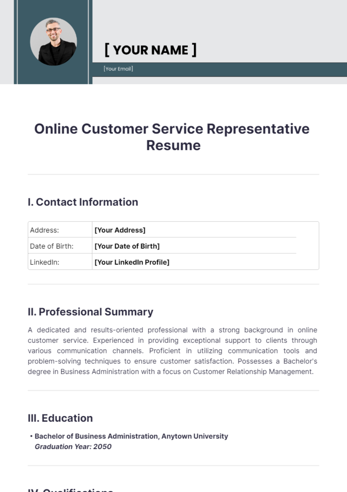 Online Customer Service Representative Resume - Edit Online & Download