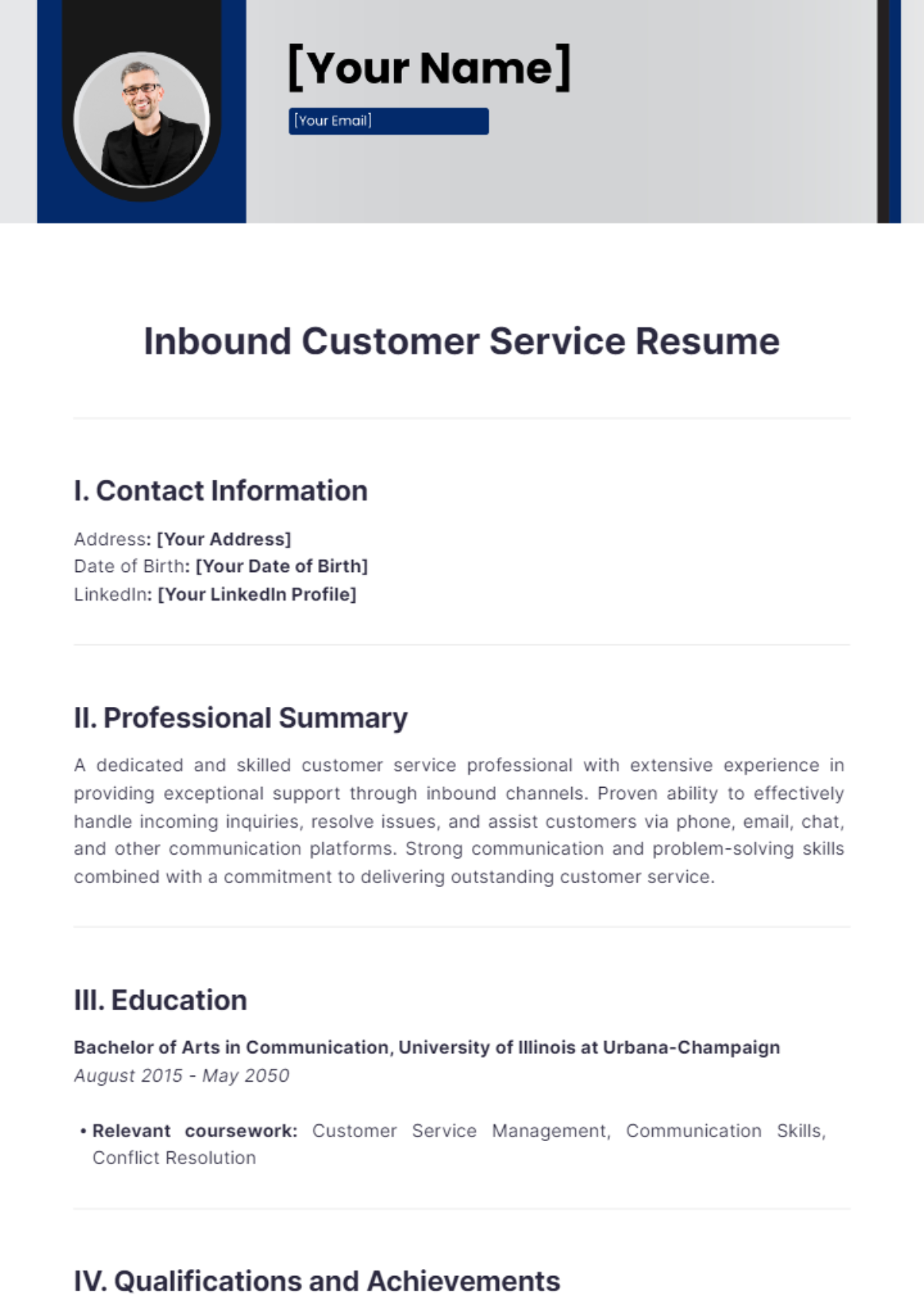 Inbound Customer Service Resume - Edit Online & Download