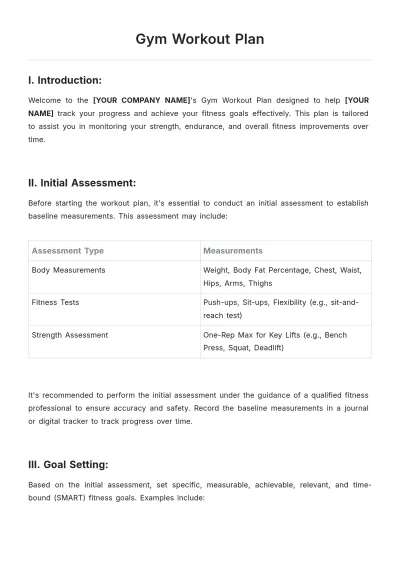Free Gym Workout Plan Template to Edit Online