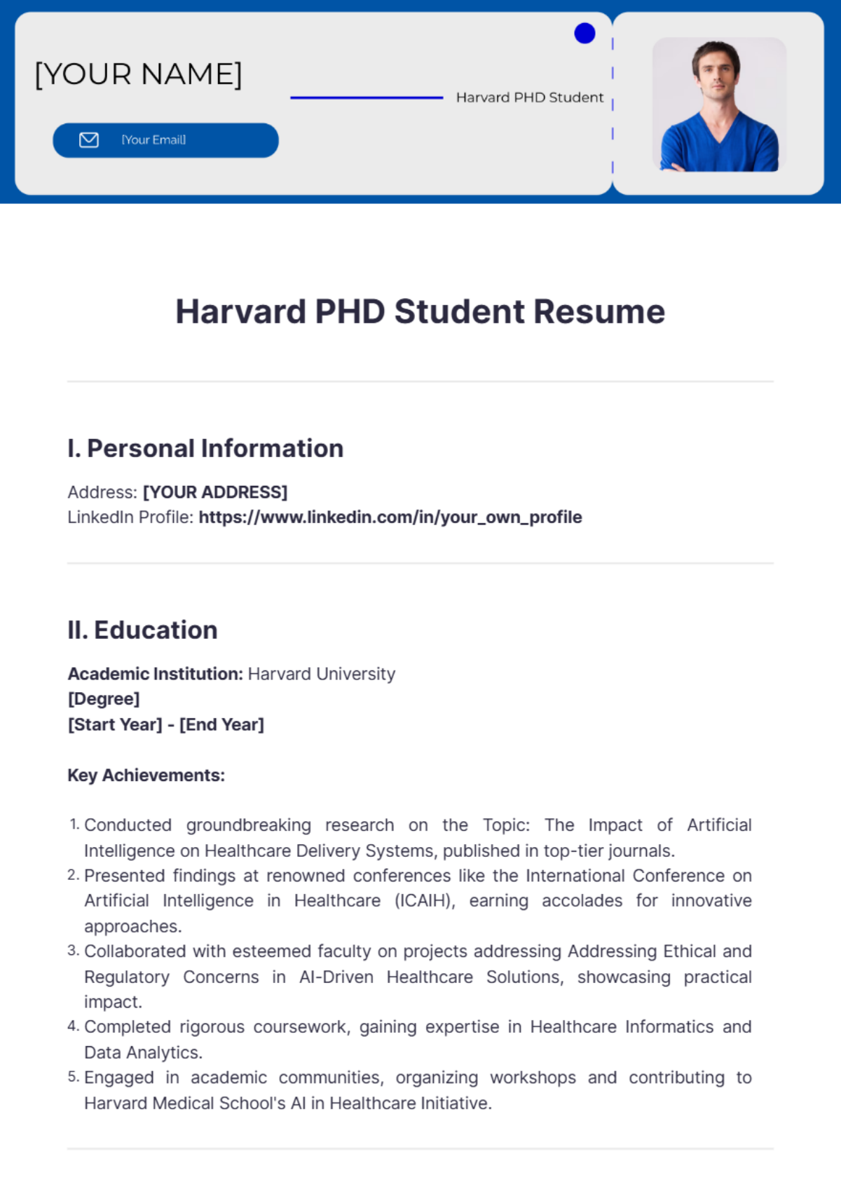 Harvard Phd Student Resume - Edit Online & Download