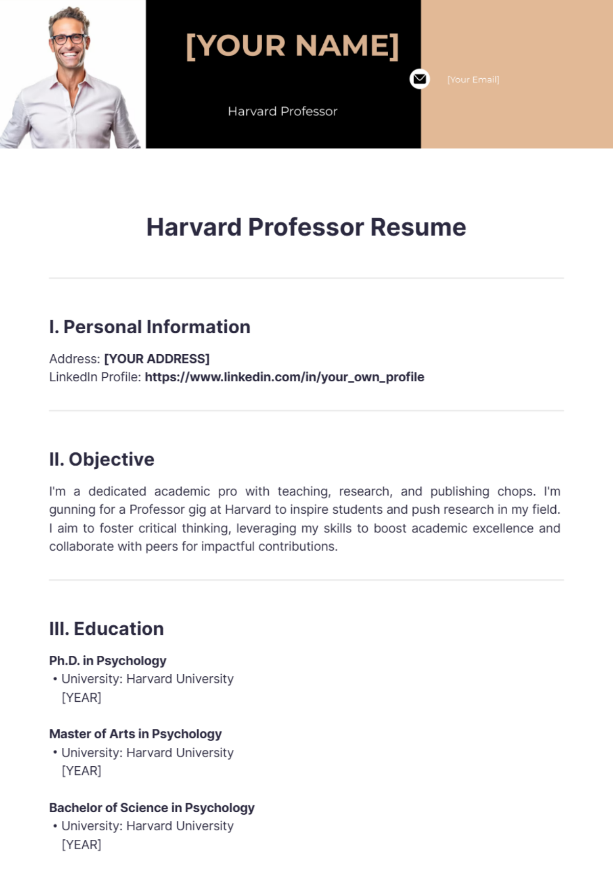 Harvard Professor Resume - Edit Online & Download