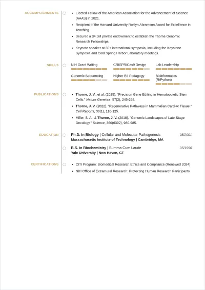 Free Harvard Professor ATS Resume Template, AI Resume Builder