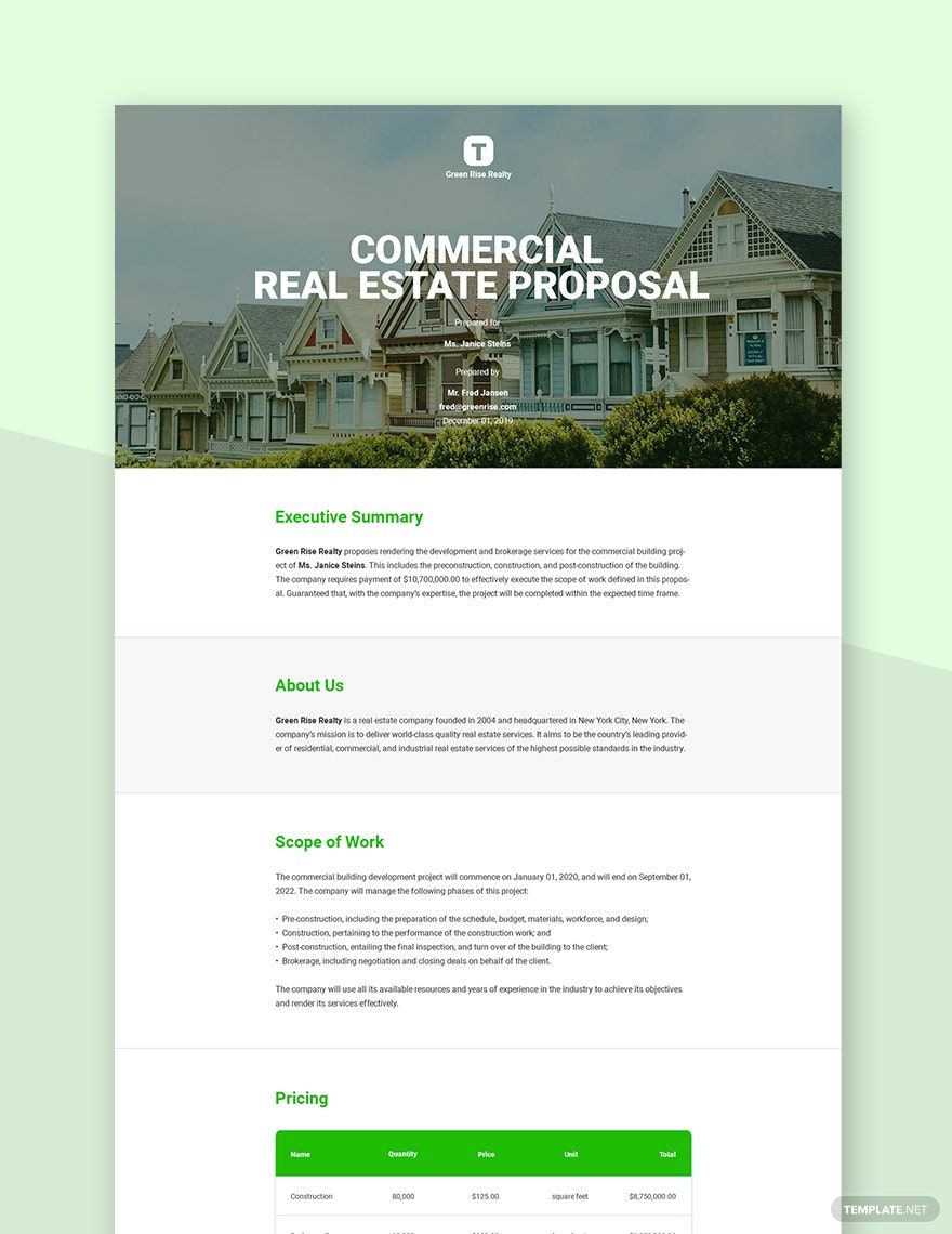 Commercial Rental Proposal Template Google Docs, Word, Apple Pages