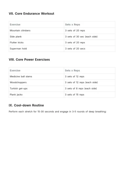 Free Core Workout Plan Template to Edit Online