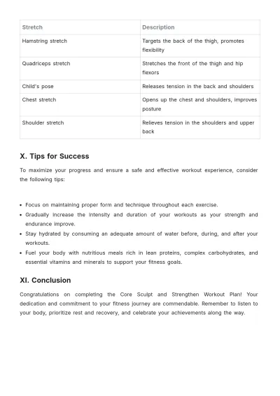 Free Core Workout Plan Template to Edit Online