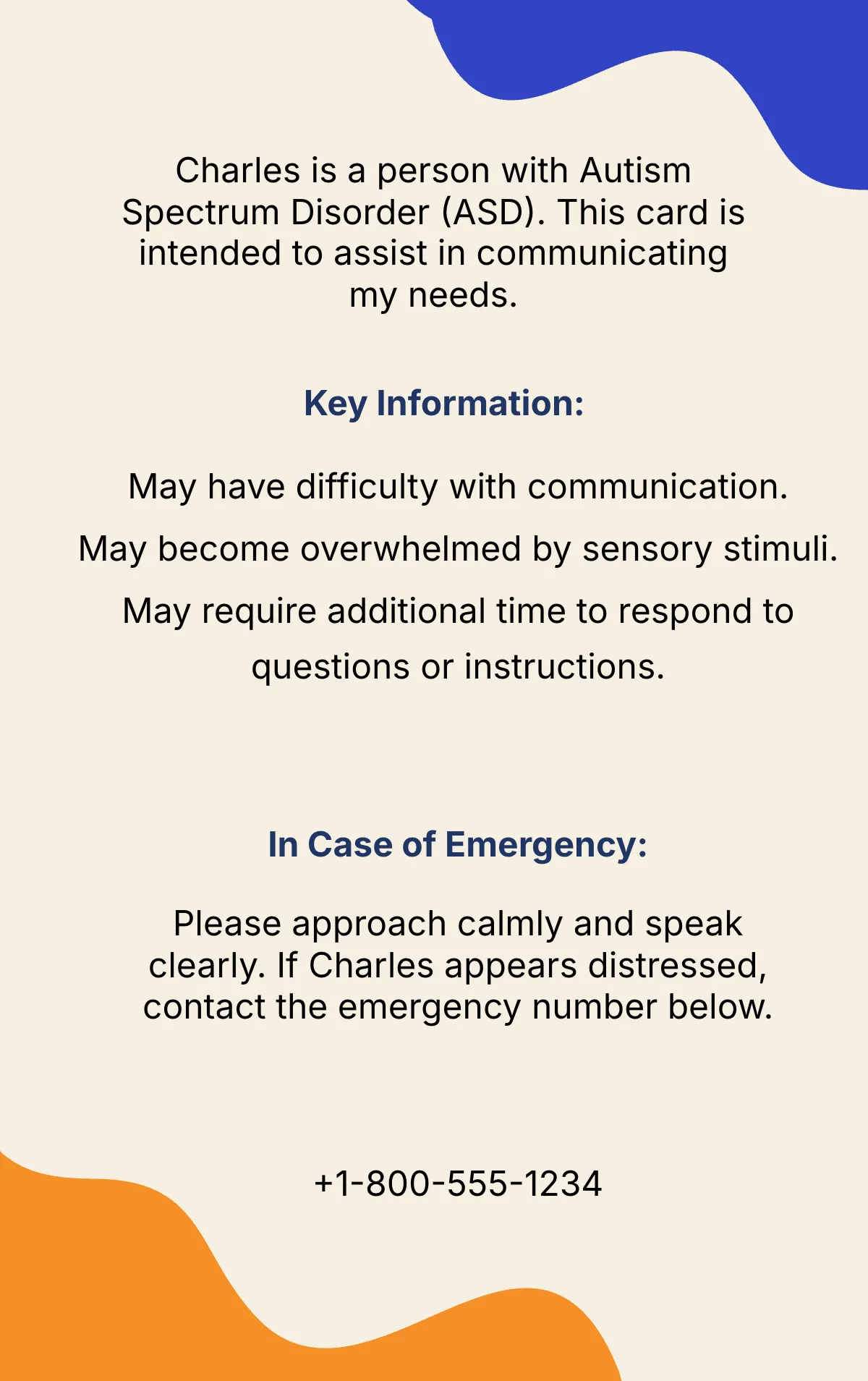 Free Autism Spectrum ID Card Template to Edit Online