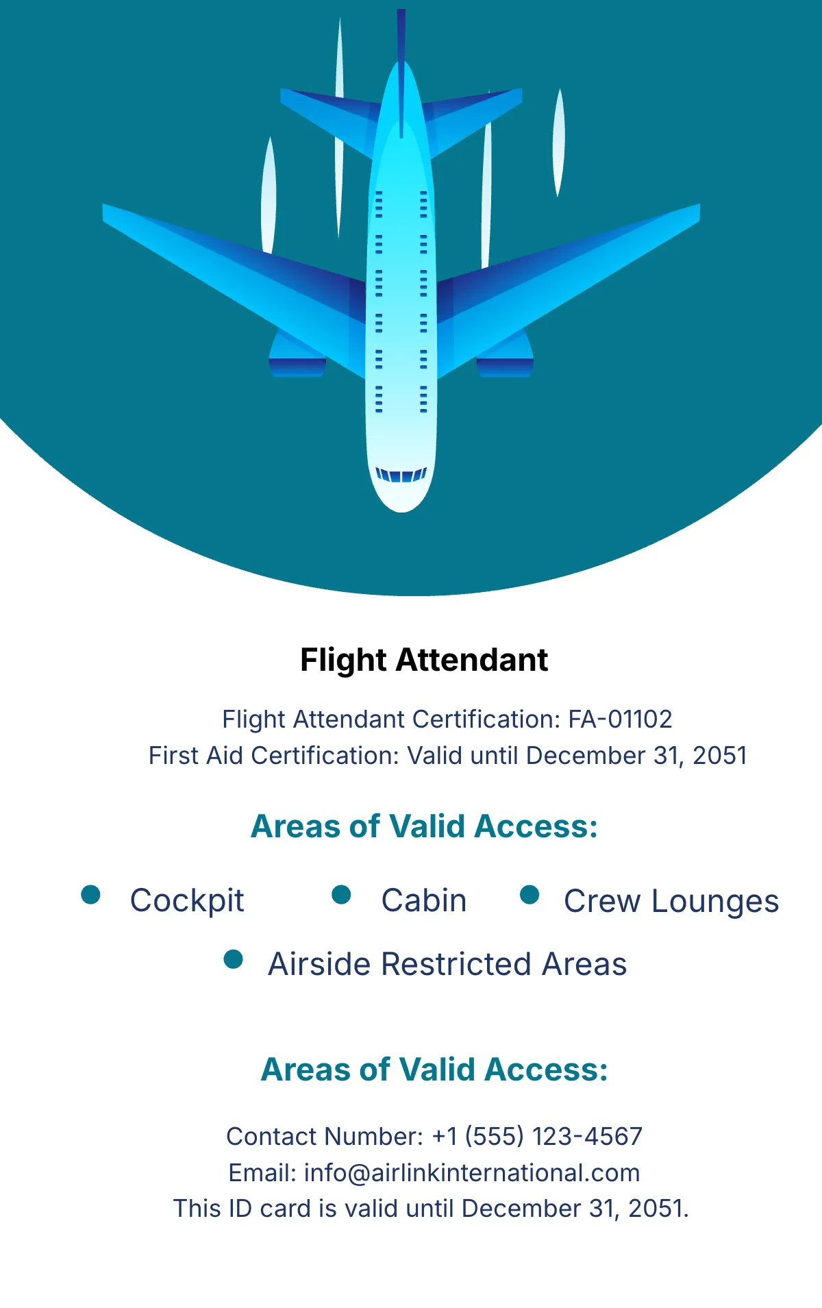 Free Flight Crew Member ID Card Template to Edit Online