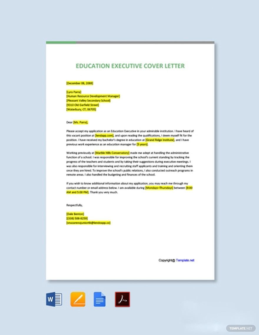 Education Executive Cover Letter