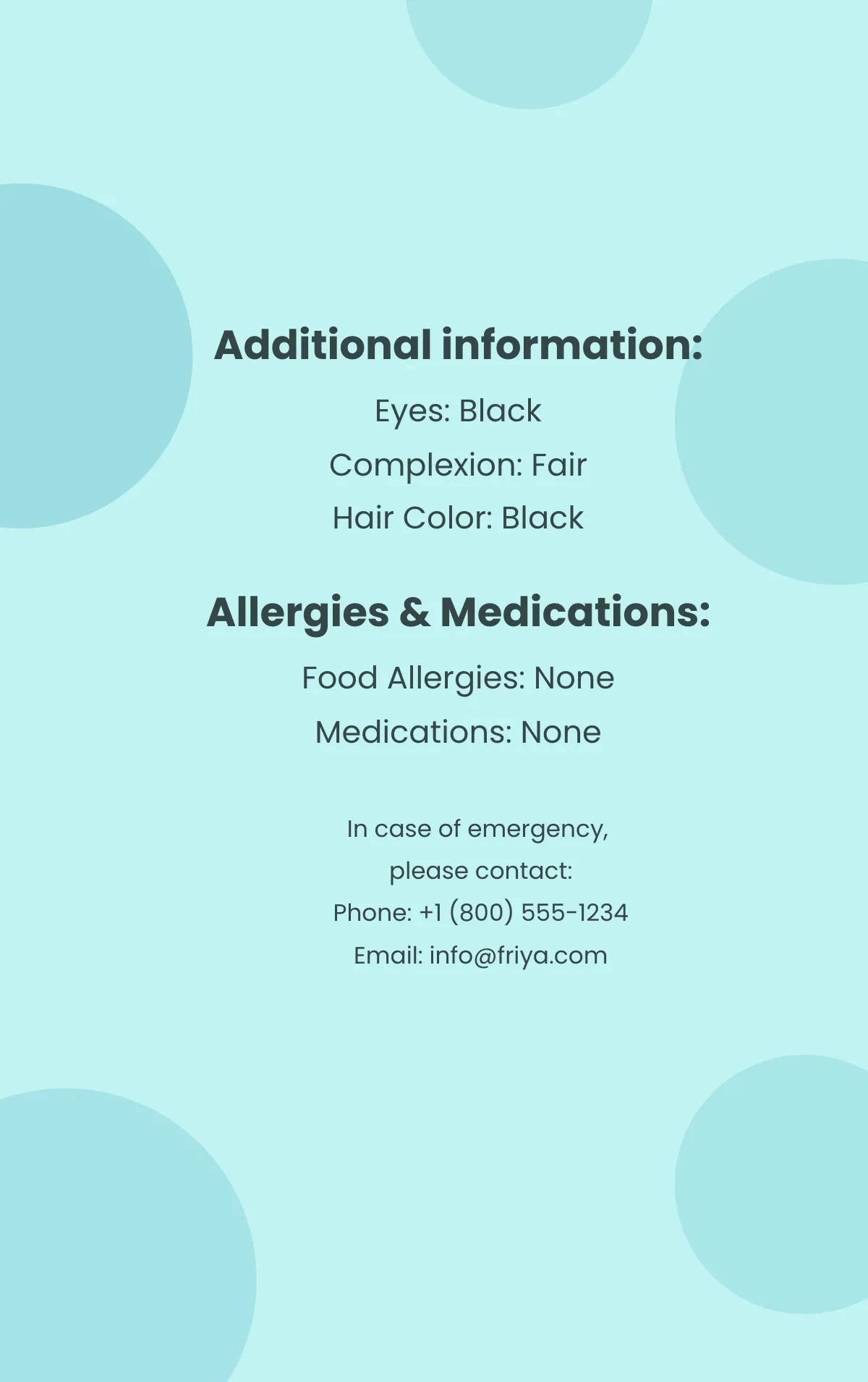 Free Child Safety ID Card Template to Edit Online