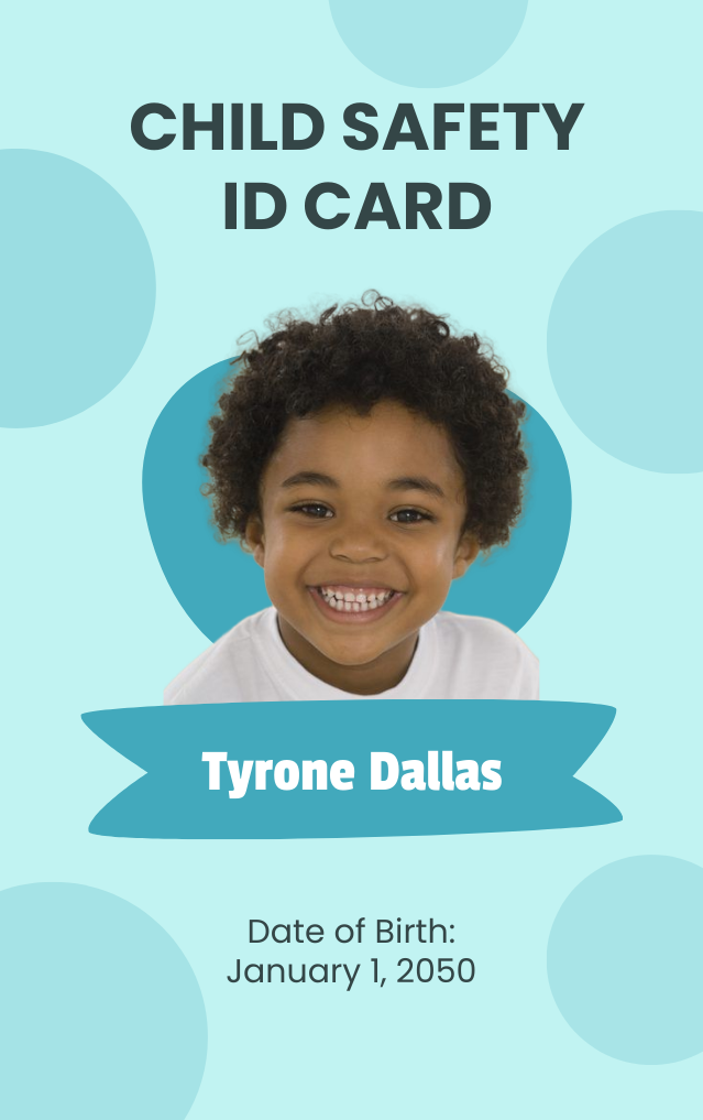 Child Safety ID Card Template Edit Online & Download Example