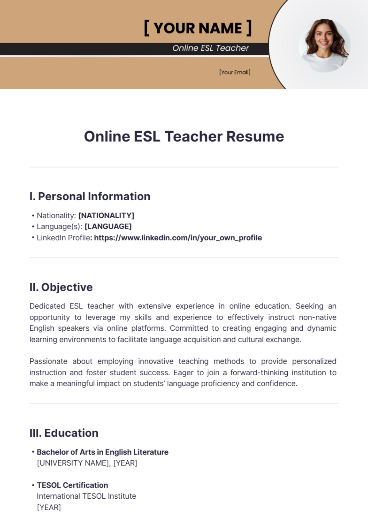 Online ESL Teacher Resume - Edit Online & Download