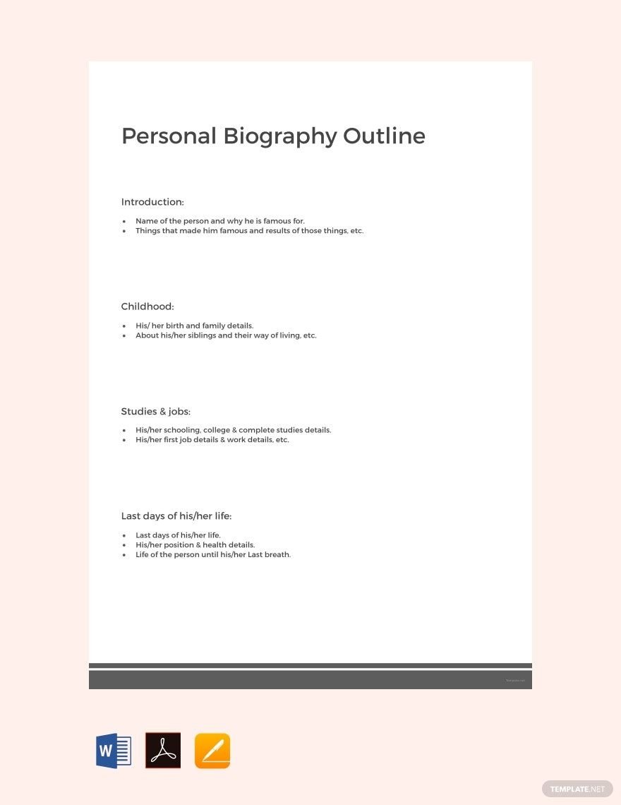 Personal Biography Outline Template