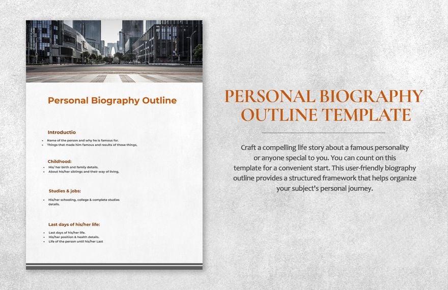 Personal Biography Outline Template in Word, Google Docs, PDF, Apple Pages