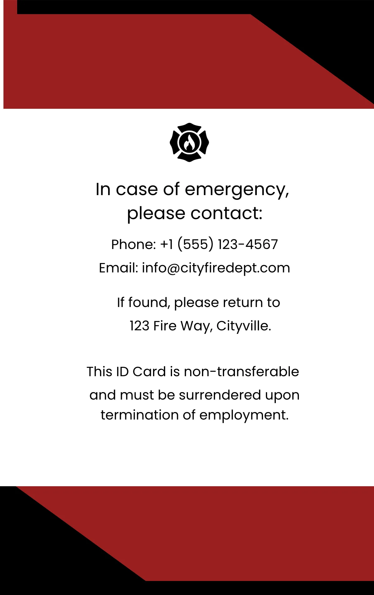 Free Fireman ID Card Template to Edit Online