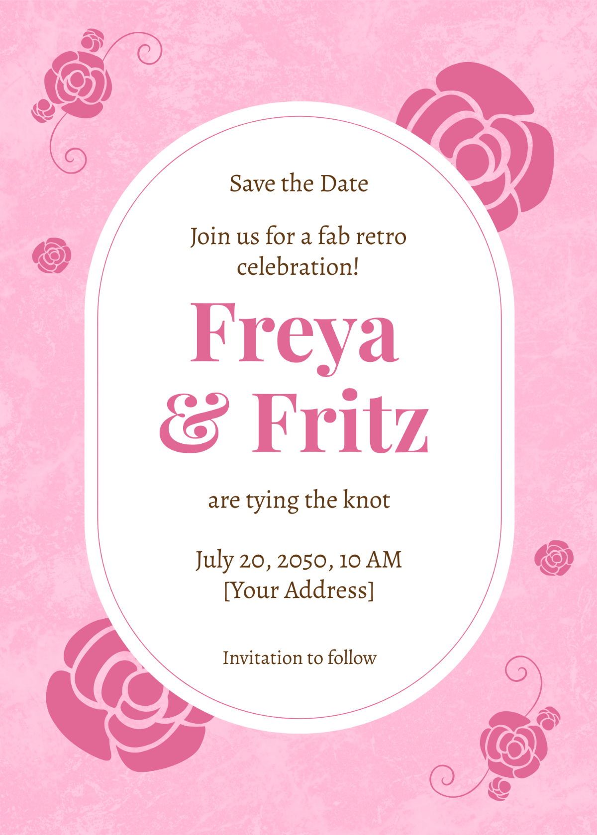 Pink Retro Save the Date