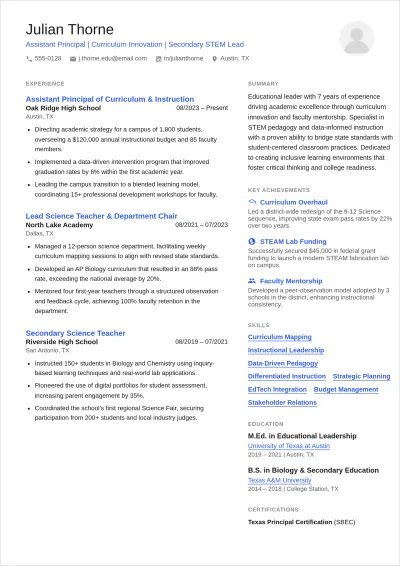 Free Drama Teacher ATS Resume Template, AI Resume Builder