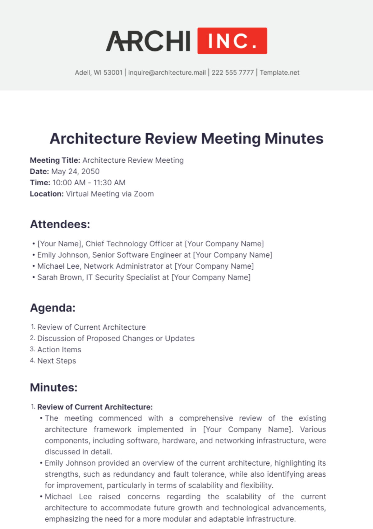 Architecture Review Meeting Minutes Template - Edit Online & Download