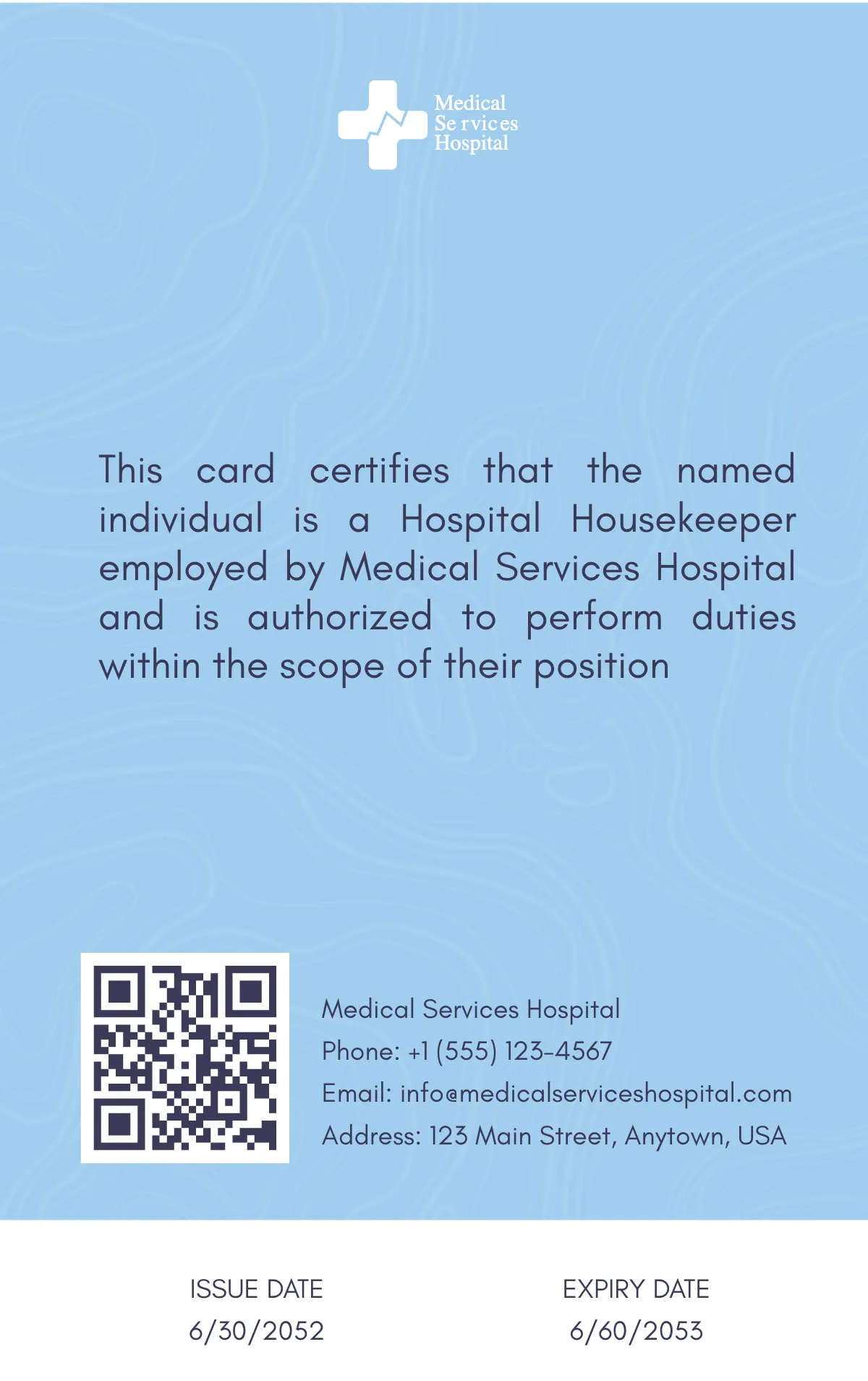 Free Hospital Housekeeper ID Card Template to Edit Online