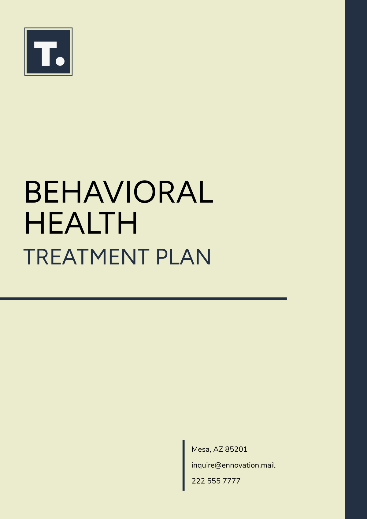 Behavioral Health Treatment Plan Template - Edit Online & Download