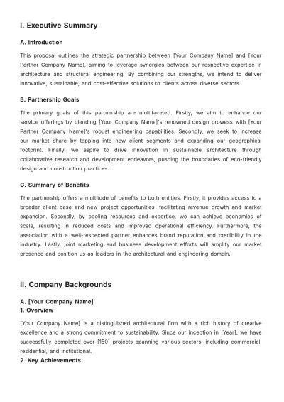 Free Architecture Partnership Proposal Template to Edit Online