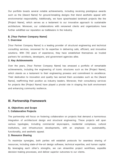 Free Architecture Partnership Proposal Template to Edit Online