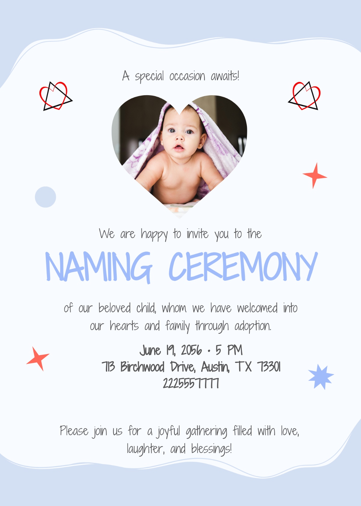 Naming Ceremony Invitation For Adoption