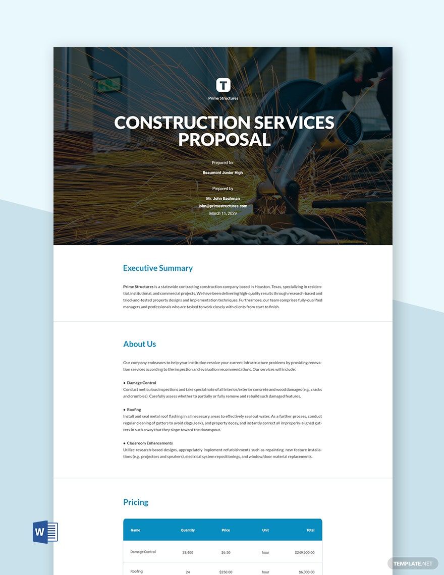 Construction Services Proposal Template