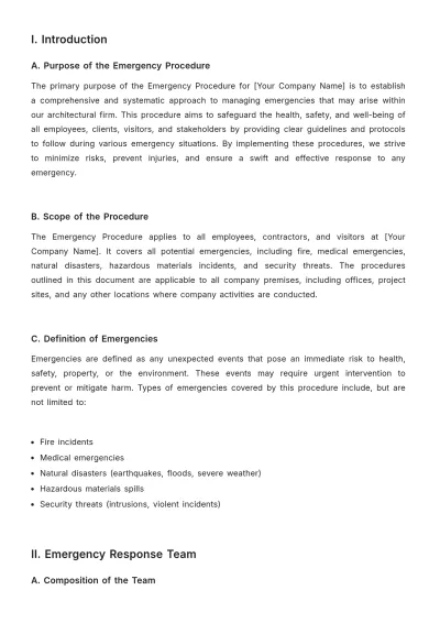 Free Architecture Emergency Procedure Template to Edit Online