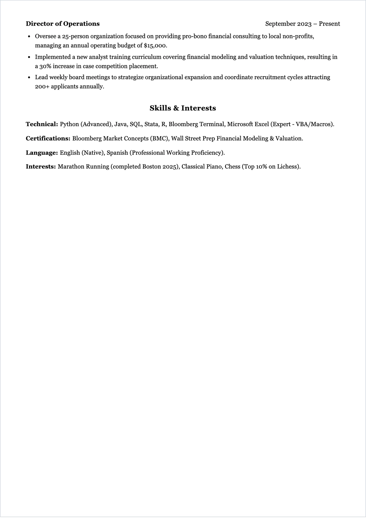 Free Harvard Student ATS Resume Template, AI Resume Builder