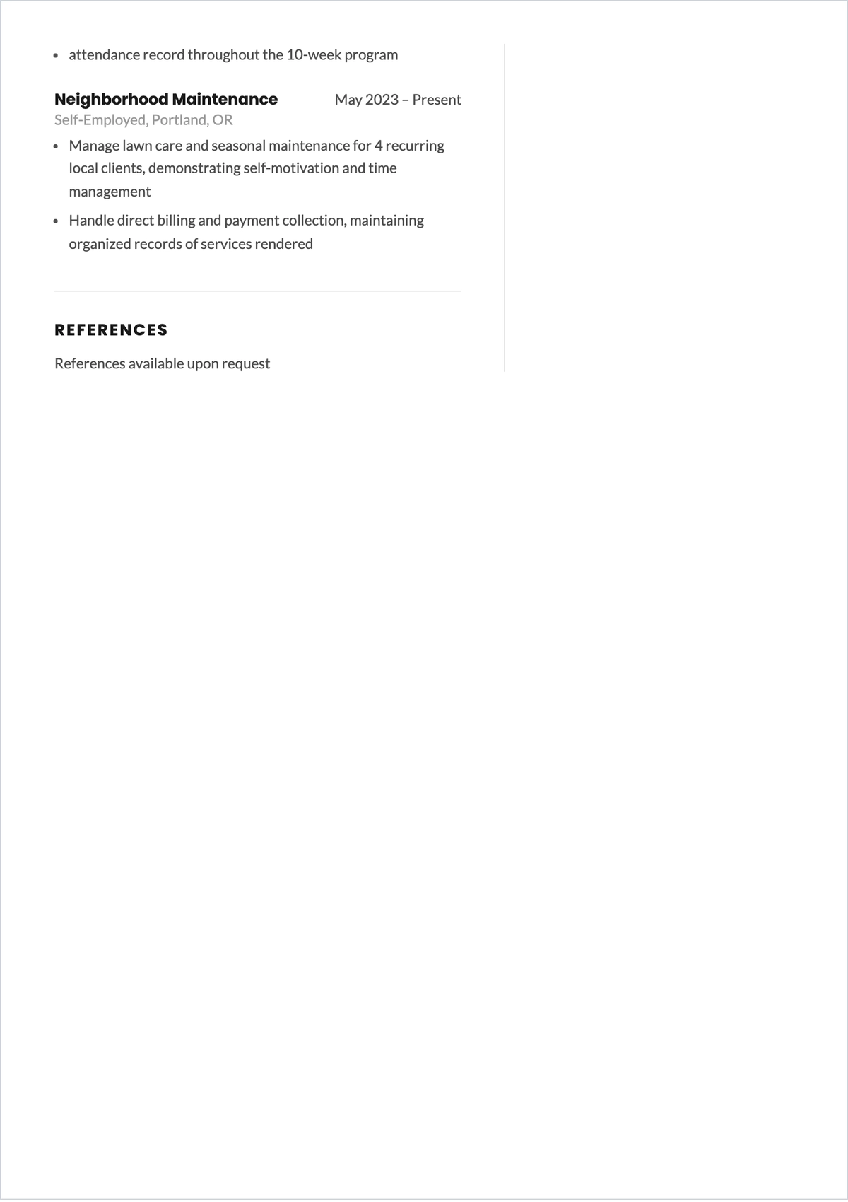 Free Summer Job High School Student ATS Resume Template