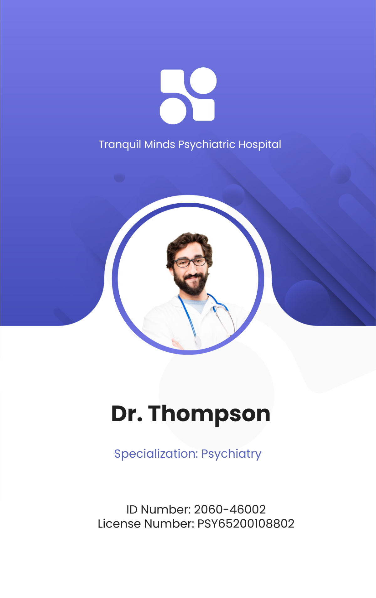 Psychiatrist ID Card Template - Edit Online & Download