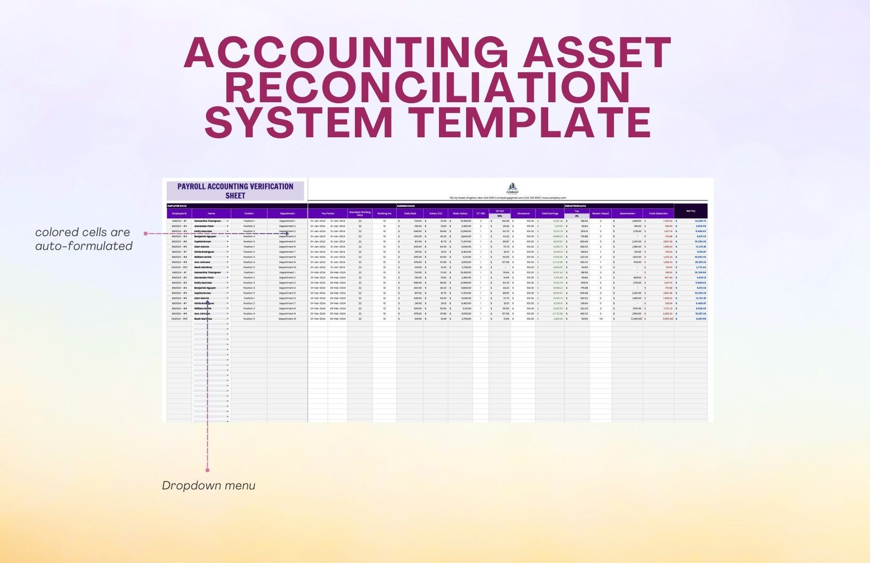 Payroll Accounting Verification Sheet Template