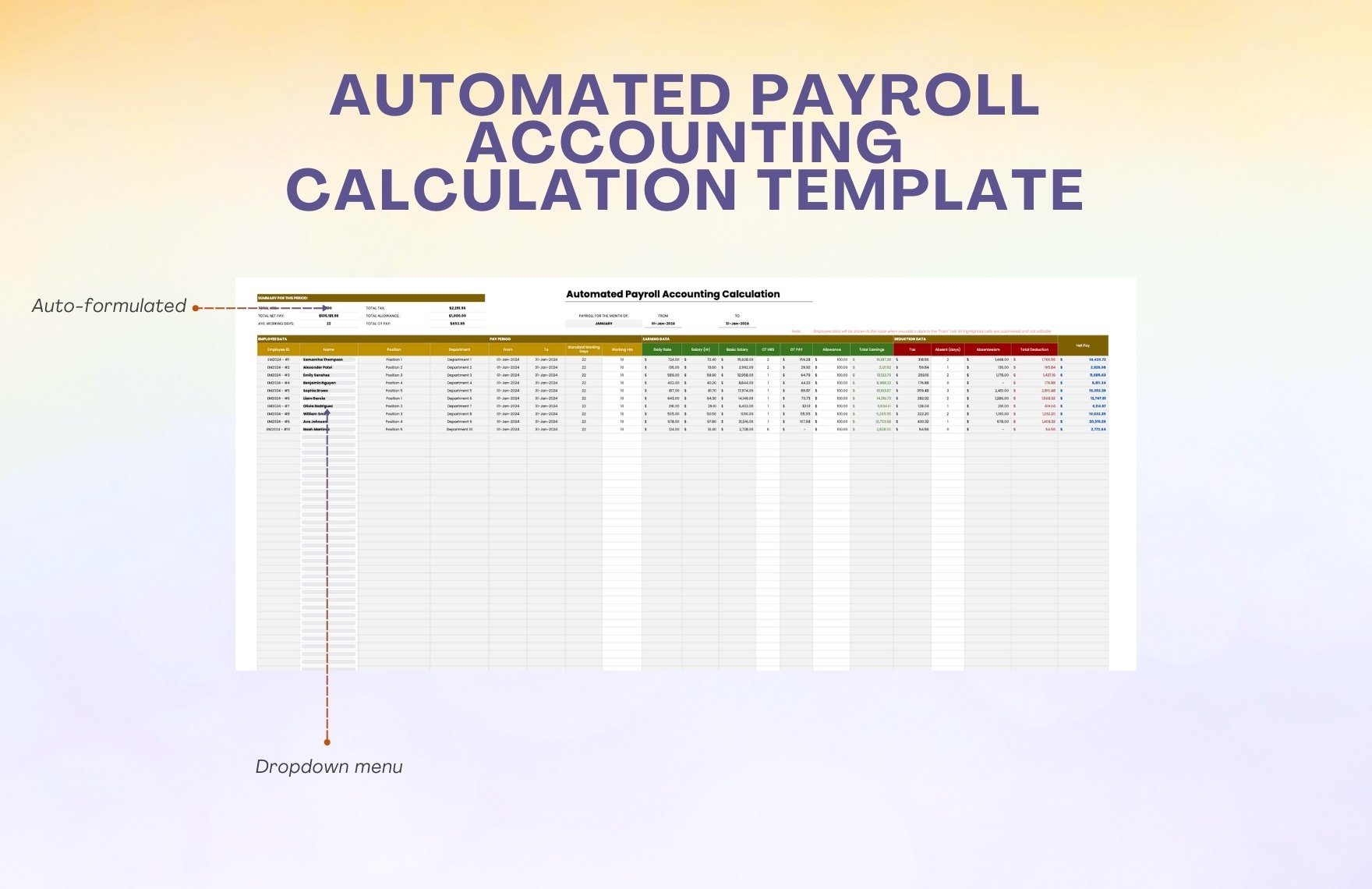 Automated Payroll Accounting Calculation Template