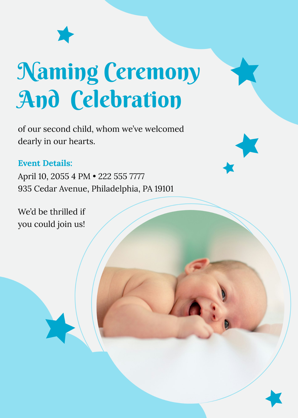 Naming Ceremony Invitation For Second Child