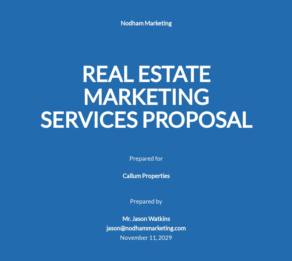 Real Estate Business Proposal Template Free PDF Google Docs Word