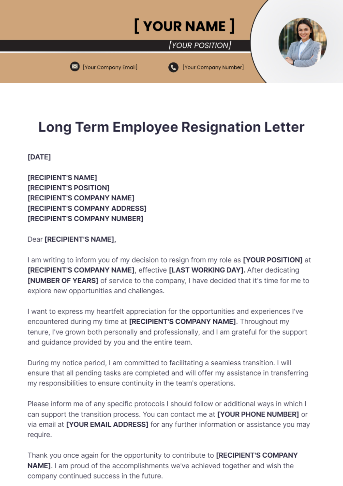 Long Term Employee Resignation Letter Template - Edit Online & Download