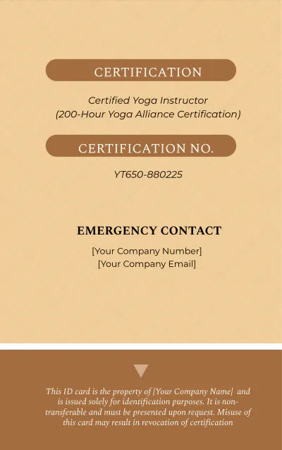 Free Yoga Teacher ID Card to Edit Online