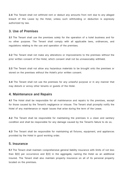Free Hotel Lease Contract Template to Edit Online