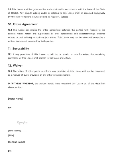 Free Hotel Lease Contract Template to Edit Online