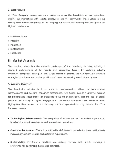 Free Hotel Strategic Plan Template to Edit Online