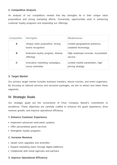 Free Hotel Strategic Plan Template to Edit Online