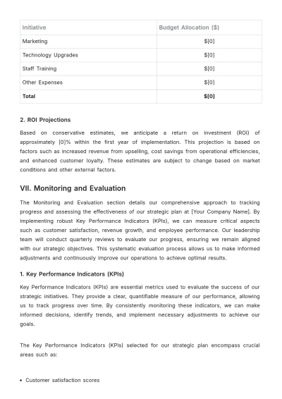 Free Hotel Strategic Plan Template to Edit Online