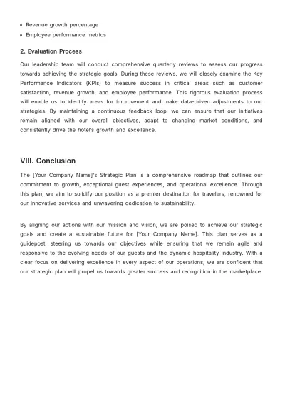 Free Hotel Strategic Plan Template to Edit Online