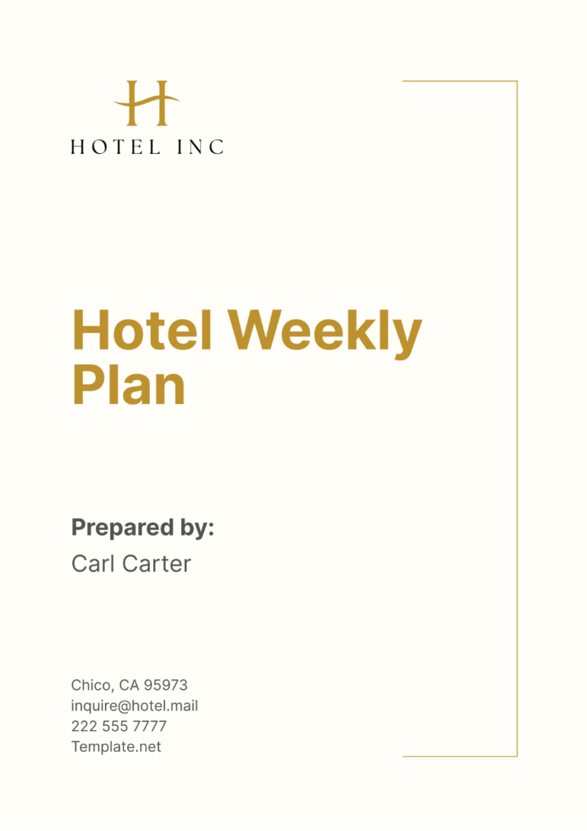 Hotel Weekly Plan Template - Edit Online & Download